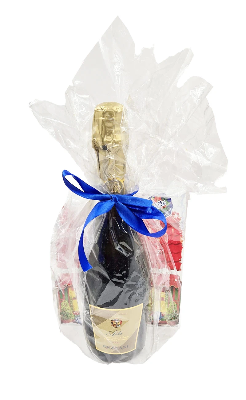 Pachet cadou cu vin  Asti Spumante si casuta cu bomboane