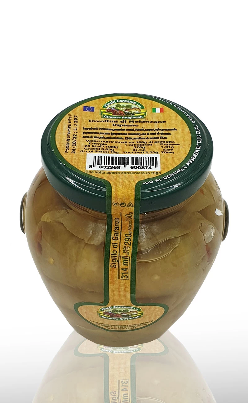 Involtini Di Melanzane Ripiene (Rulouri de vinete cu ton si rosii uscate) borcan 314 gr