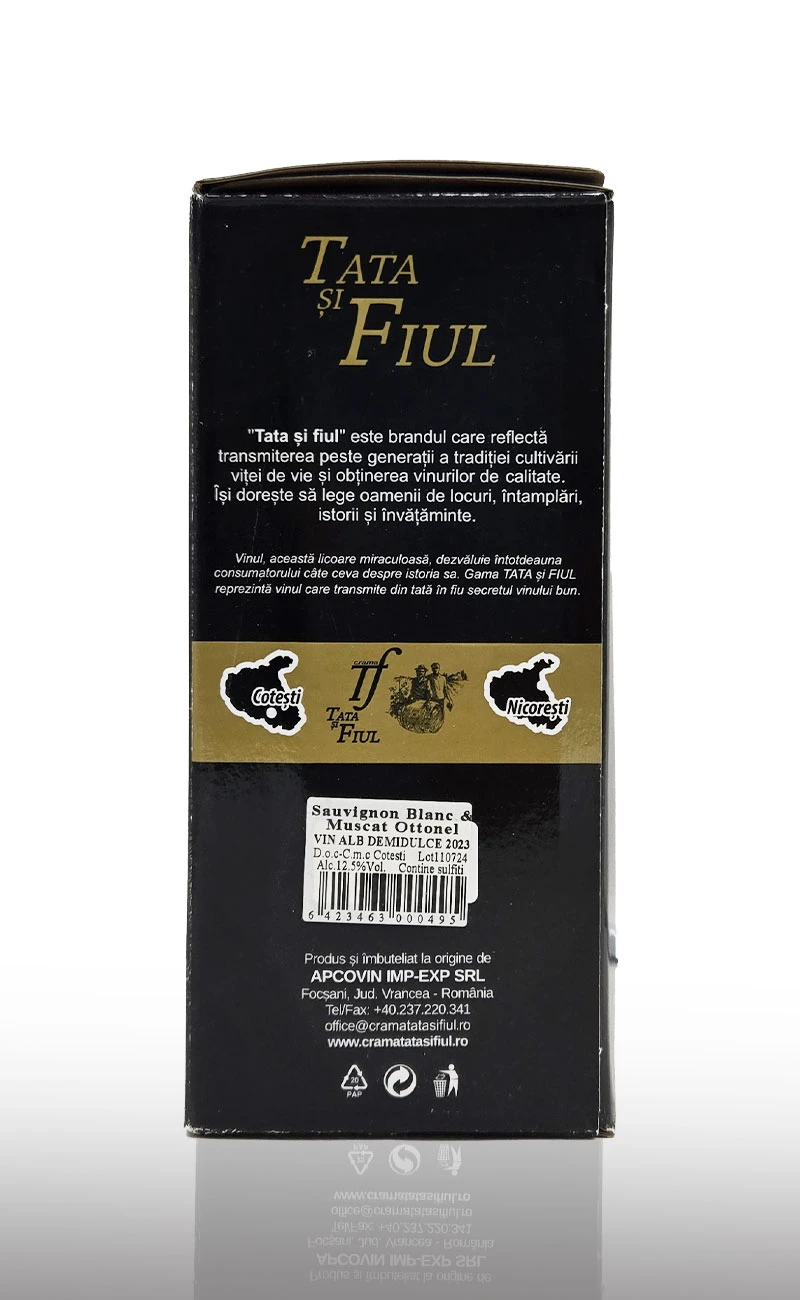 Vin alb demidulce, Tata si Fiul Sauvignon Blanc, Muscat Ottonel Bag in Box 3L