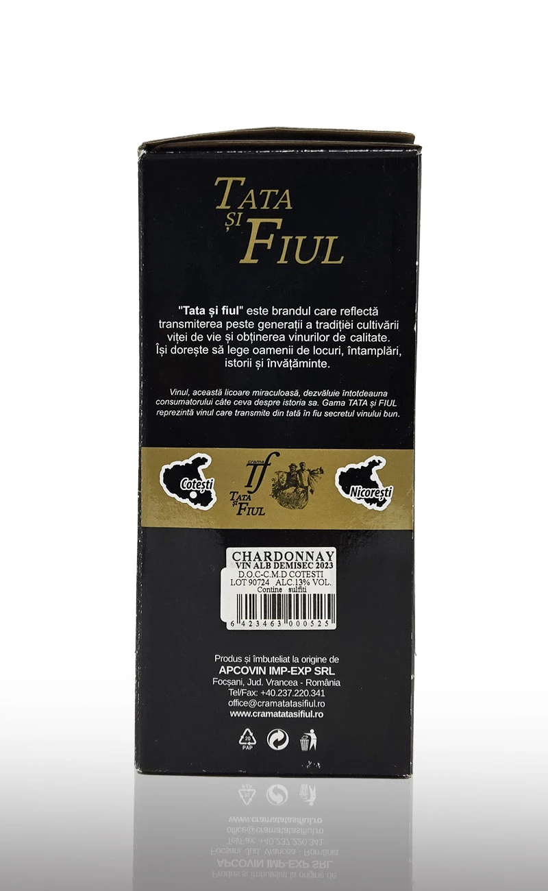 Vin alb demisec, Tata si Fiul Chardonnay Bag in Box 3L
