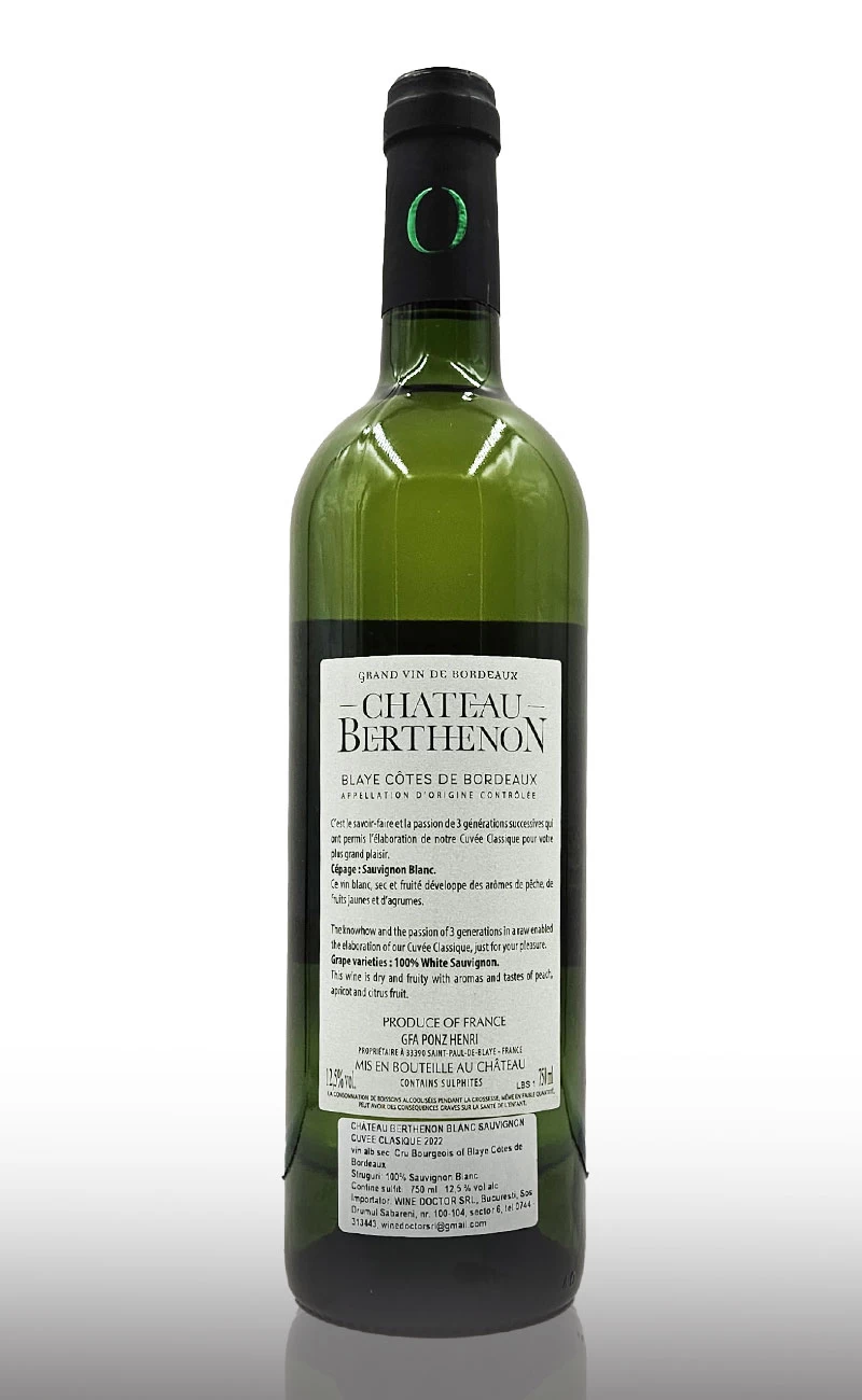 Vin alb sec, Chateau Berthenon Sauvignon Blanc