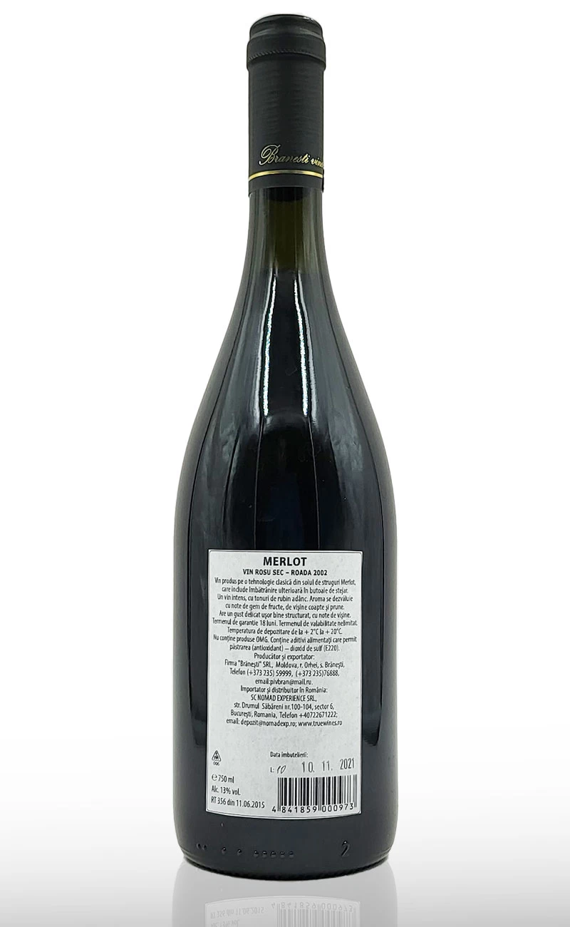 Vin rosu sec, Branesti Merlot Vintage Barique 2002