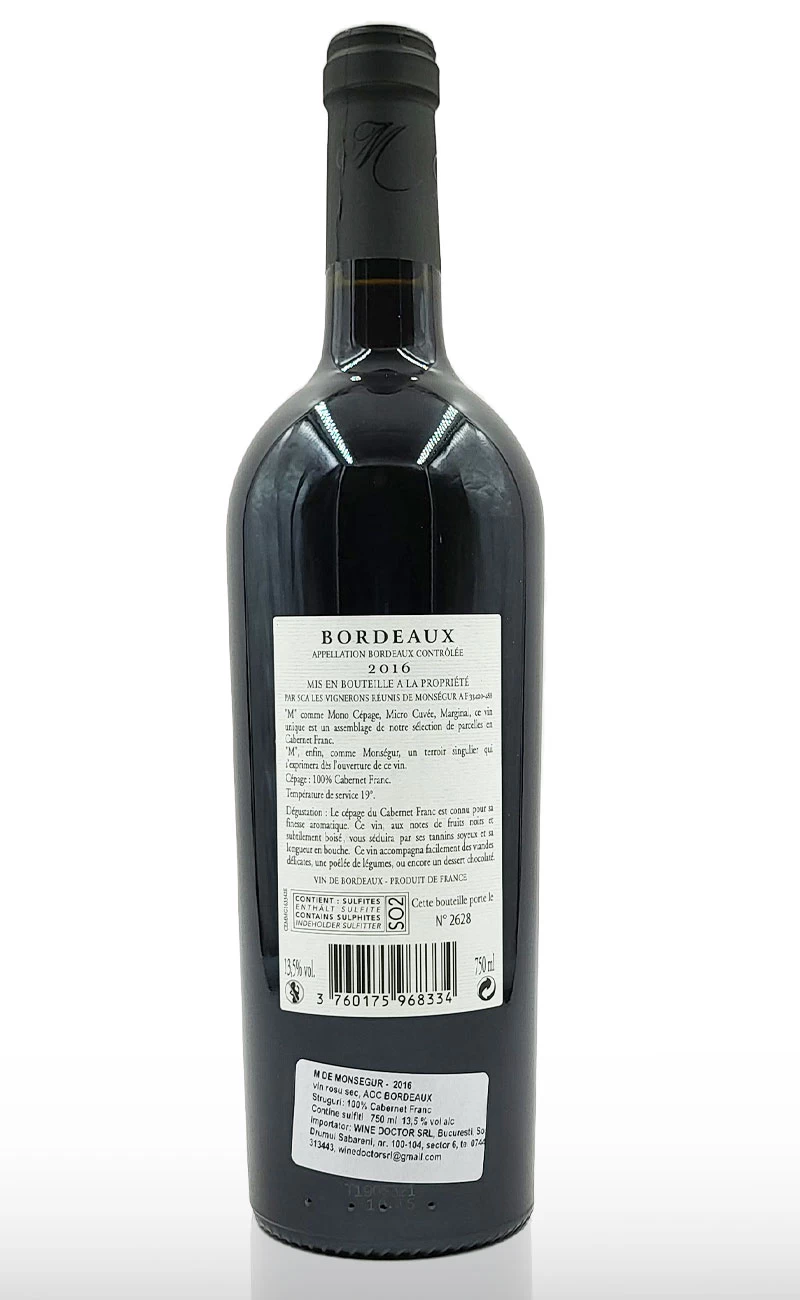 Vin rosu sec, Bordeaux M de Monsegur Reserve