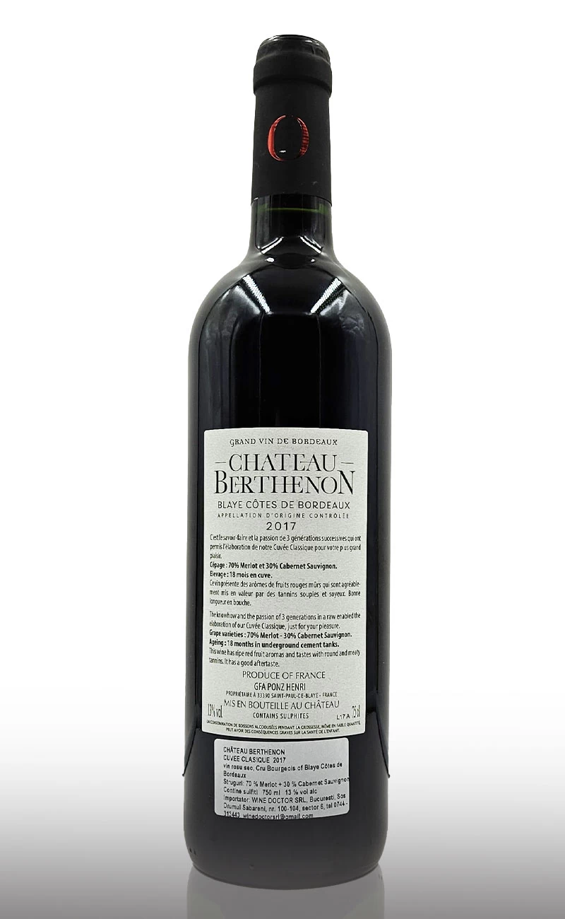 Vin rosu sec, Bordeaux Chateau Berthenon Cuvee Classique