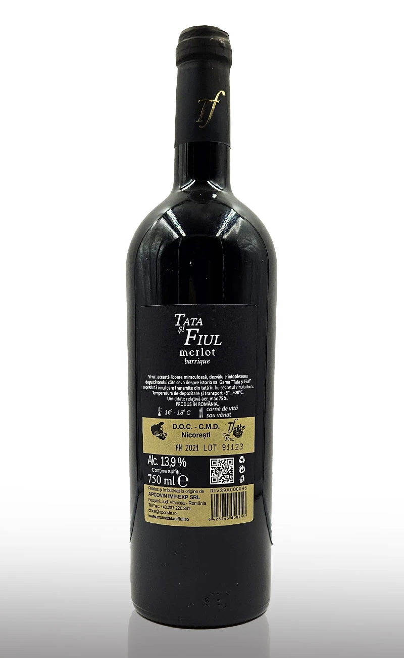 Vin rosu sec, Tata si Fiul Merlot Barrique