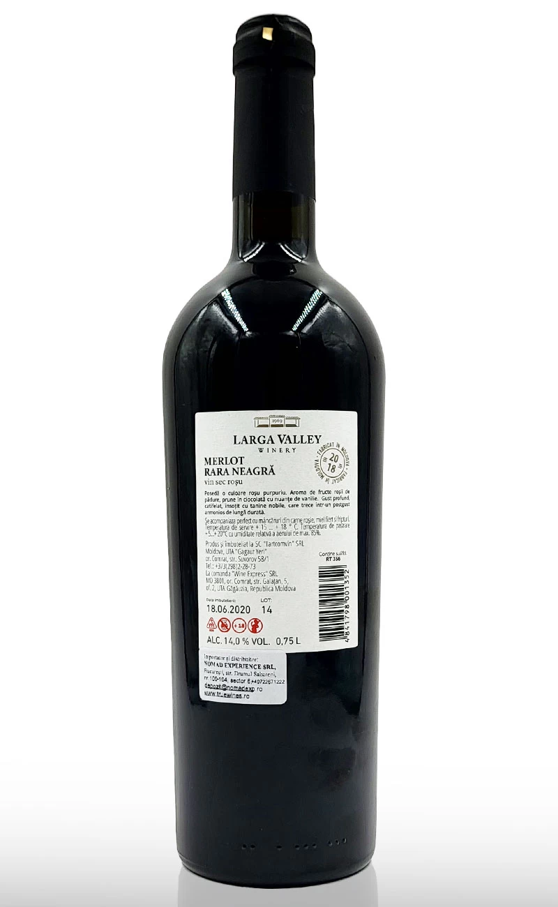 MERLOT + RARA NEAGRA LARGA VALLEY ROSU SEC