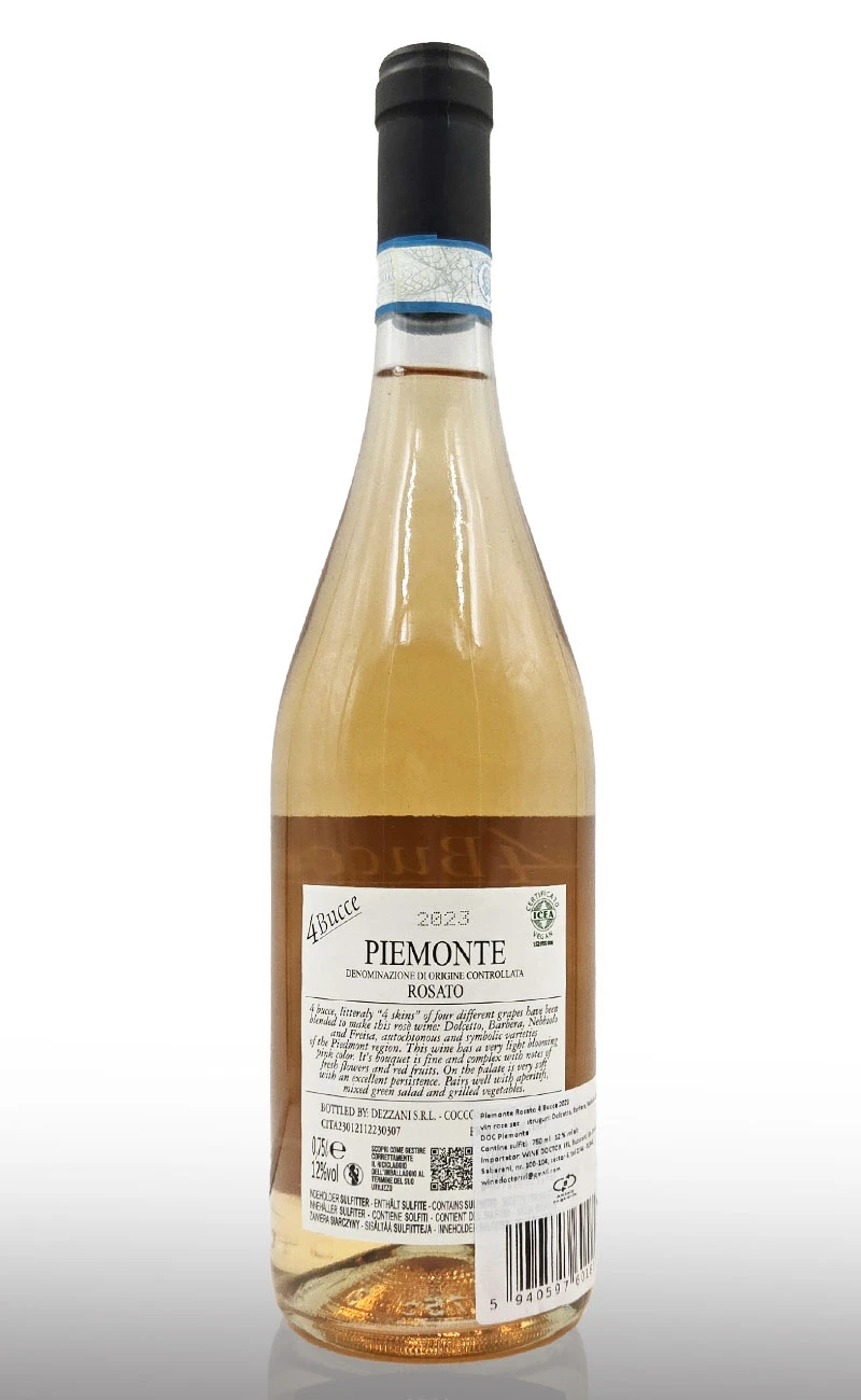 Vin roze sec, 4 Bucce Piemonte Doc Rosato