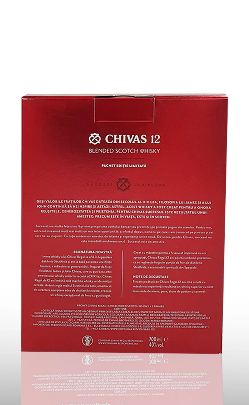 Whisky, Chivas Regal 12 ani 0.7L cu 2 pahare